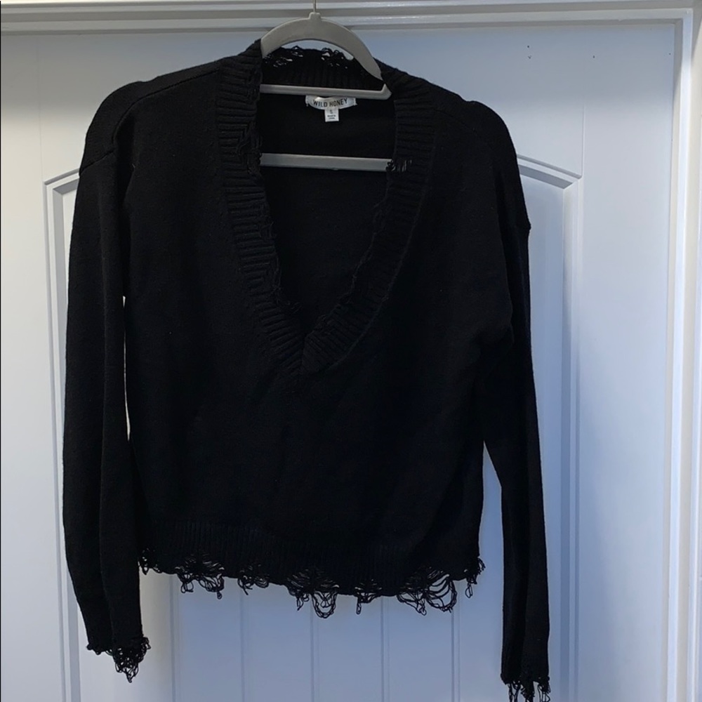 Black Wild Honey Cropped Sweater